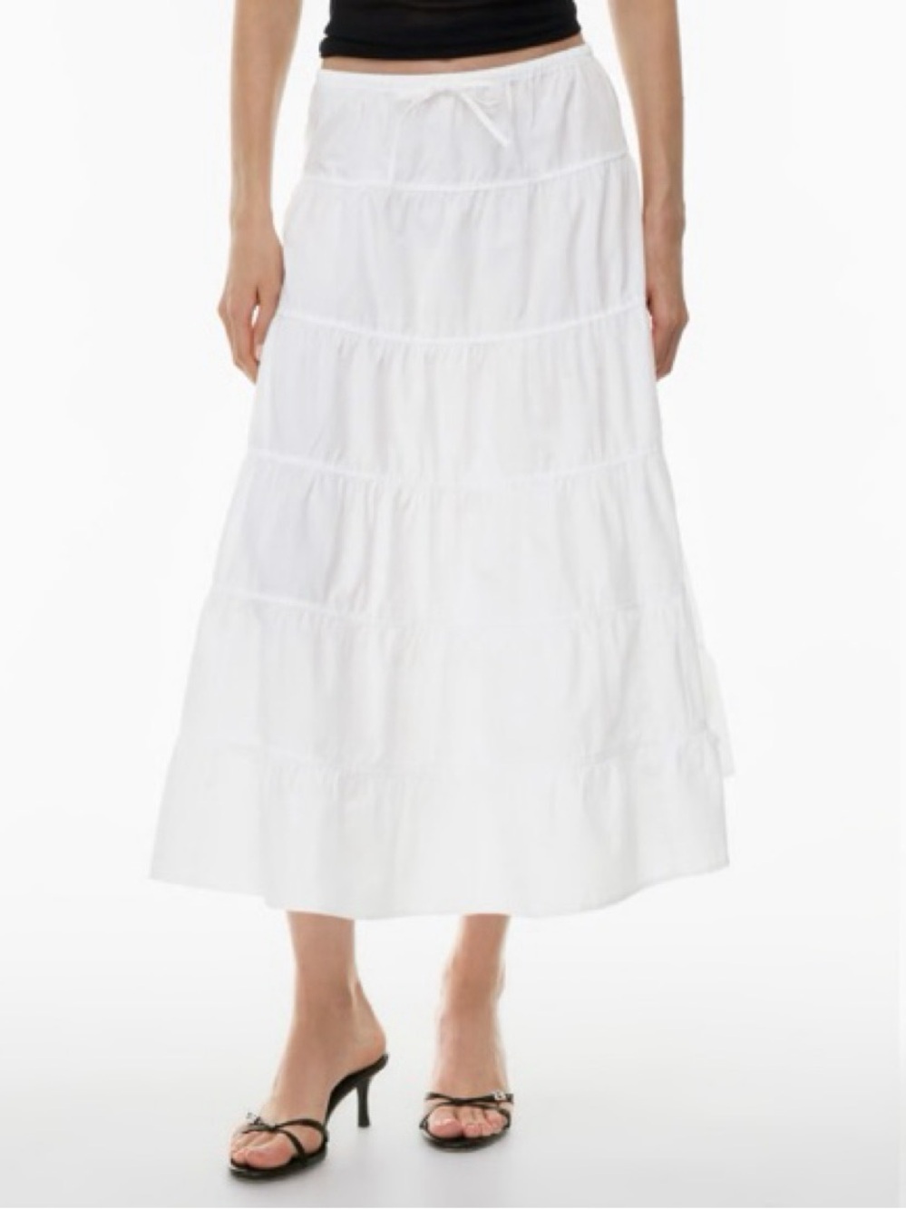 Aritzia Wilfred White Tiered Maxi Skirt